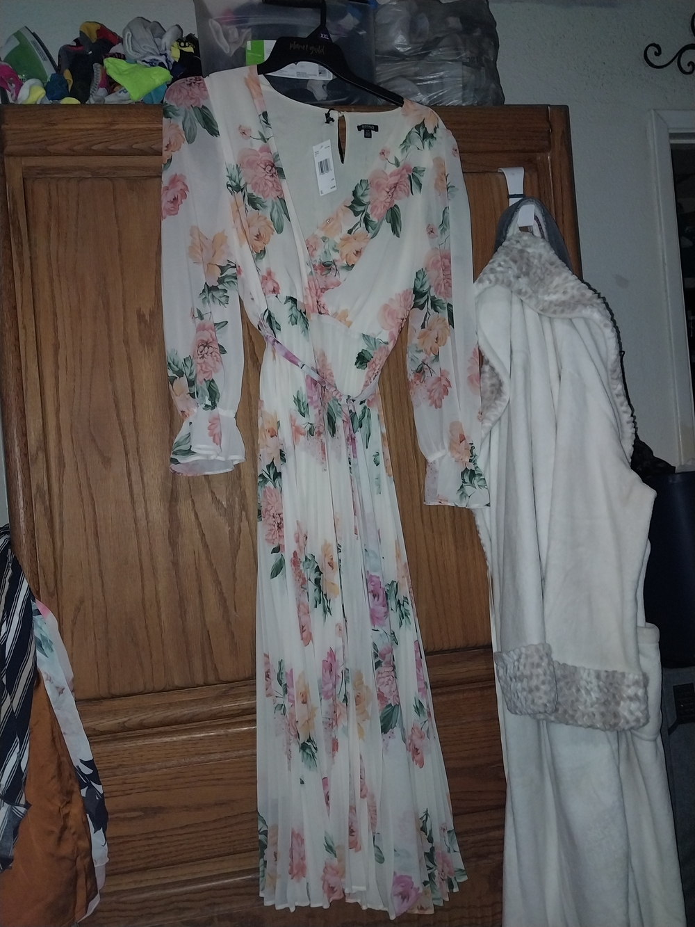 Floral Wrap Maxi Dress in Blush and Ivory - Picture 3 of 3